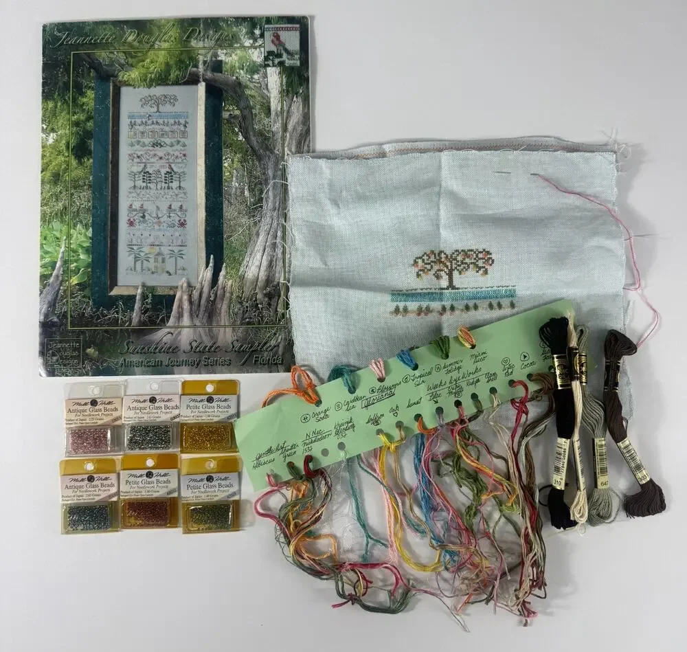 Jeannette Douglas Sunshine State Sampler Cross Stitch Kit Florida Threads Beads